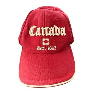 Official "Canada Est. 1867" Embroidered Red Baseball Cap Cotton Adjustable